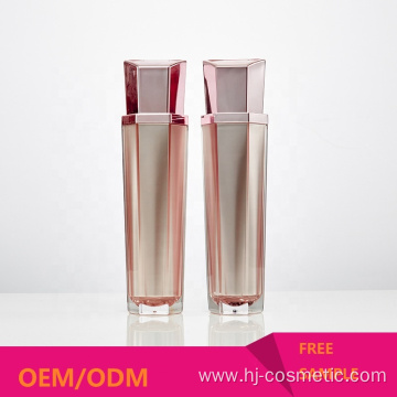 Wholesale cosmetic lotion bottles High grade pink/Rose gold acrylic Hexagon cosmetic Spray Bottle/jars with good price